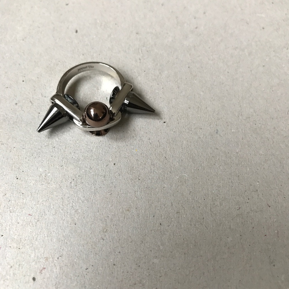 Silver and Brown Spiked Ring
